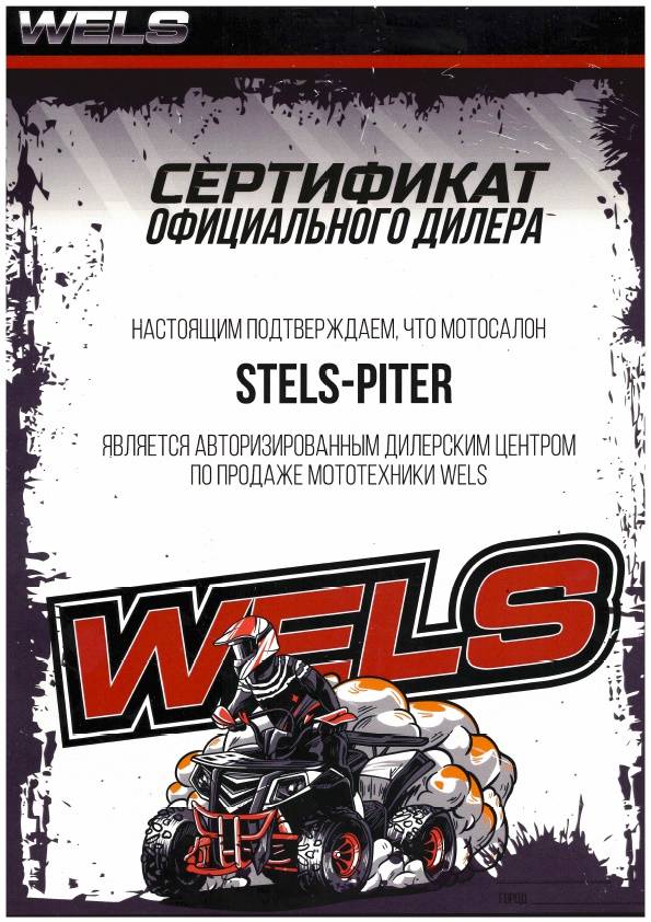 Сертификат официального дилера Wels Сертификат официального дилера Wels